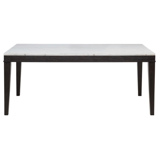 Averill 72-Inch Rectangular White Marble Top Dining Table Coffee Bean