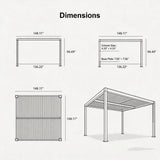 PURPLE LEAF Athena Louvered Pergola Modern Grey Pergola with White Roof for Deck Backyard Garden