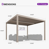 PURPLE LEAF Athena Louvered Pergola Modern Champagne Pergola with Adjustable Roof for Deck Backyard Garden