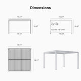 PURPLE LEAF Athena Louvered Pergola White Outdoor Aluminum Pergola with Strip Lights Adjustable Gazebo for Patio Deck Garden