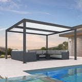 PURPLE LEAF Athena Louvered Pergola Modern Grey Pergola with White Roof for Deck Backyard Garden