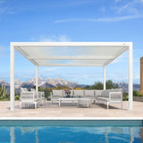 PURPLE LEAF Athena Louvered Pergola Outdoor Aluminum Pergola with Adjustable Roof for Deck Backyard Garden Hardtop Gazebo
