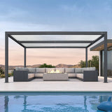 PURPLE LEAF Athena Louvered Pergola Modern Grey Pergola with White Roof for Deck Backyard Garden
