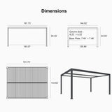 PURPLE LEAF Athena Louvered Pergola Modern Grey Pergola White Roof with Sanori Patio Couch Set Modular Sofas for Deck Backyard Garden