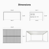 PURPLE LEAF Athena Louvered Pergola White Outdoor Aluminum Pergola with Roller Blind Adjustable Gazebo for Patio Deck Garden