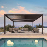 PURPLE LEAF Athena Louvered Pergola Outdoor Aluminum Pergola with Adjustable Roof for Deck Backyard Garden Hardtop Gazebo