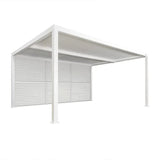 PURPLE LEAF Athena Louvered Pergola white Outdoor Aluminum Pergola with Shutter Wall Adjustable Gazebo Rainproof for Patio Deck Garden