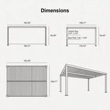PURPLE LEAF Athena Louvered Pergola Modern Grey Pergola with White Roof for Deck Backyard Garden