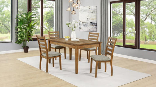 Atwood 5-Piece Rectangular Wood Dining Set Warm Brown