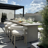 PURPLE LEAF Patio Dining Set Luxury Modern Conversation Set Aluminum Large Rectangle Dining Table and Chairs with Olefin Cushion Outdoor Furniture Set for Garden Porch Deck Backyard