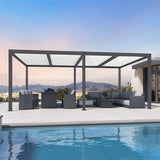 PURPLE LEAF Athena Louvered Pergola Modern Grey Pergola with White Roof for Deck Backyard Garden