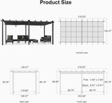 PURPLE LEAF Outdoor Pergola with Retractable Canopy Aluminum Shelter for Porch Garden  Beach Shade Pavilion Pergola Modern Backyard Deck