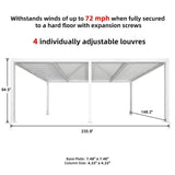 PURPLE LEAF Athena Louvered Pergola white Outdoor Aluminum Pergola with Shutter Wall Adjustable Gazebo Rainproof for Patio Deck Garden