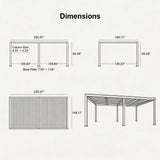 PURPLE LEAF Athena Louvered Pergola Modern Grey Pergola with White Roof for Deck Backyard Garden
