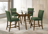 Paxton 5-Piece Round Glass Top Counter Height Dining Set Green