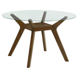 Paxton 5-Piece Round Glass Top Dining Set with Green Parsons Chairs