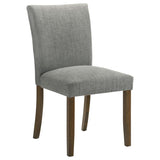 Paxton 5-Piece Round Glass Top Dining Set with Grey Parsons Chairs