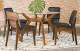 Paxton 5-Piece Round Glass Top Dining Table Set – Brown