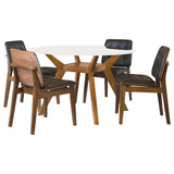 Paxton 5-Piece Round Glass Top Dining Table Set – Brown