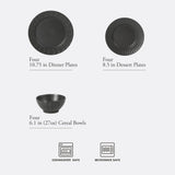 Gibson Elite Winchester Way 12-Piece Embossed Stoneware Dinnerware Set – Reactive Matte Glaze, Durable Lightweight-Tech Plates & Bowls, Everyday Dish Set, Microwave & Dishwasher Safe – Off-White