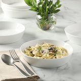 Martha Stewart Selma 6-Piece 41oz 8 Inch Large Pasta Bowls Porcelain Ceramic Chip and Scratch Resistant Shallow Salad Bowl, Serving Bowls, Soup Bowls Set, Dishwasher & Microwave Safe White