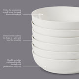Gibson Home Zen Buffet 6-Piece 41oz Large Pasta Bowls Porcelain Ceramic Chip and Scratch Resistant Shallow Salad Bowl, Serving Bowls, Soup Bowls Set, Dishwasher & Microwave Safe White