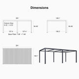 PURPLE LEAF Athena Louvered Pergola Modern Grey Pergola White Roof with Sanori Patio Couch Set Modular Sofas for Deck Backyard Garden