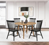 Andrews 5-Piece Round Dining Table Set – Light Ash and Black