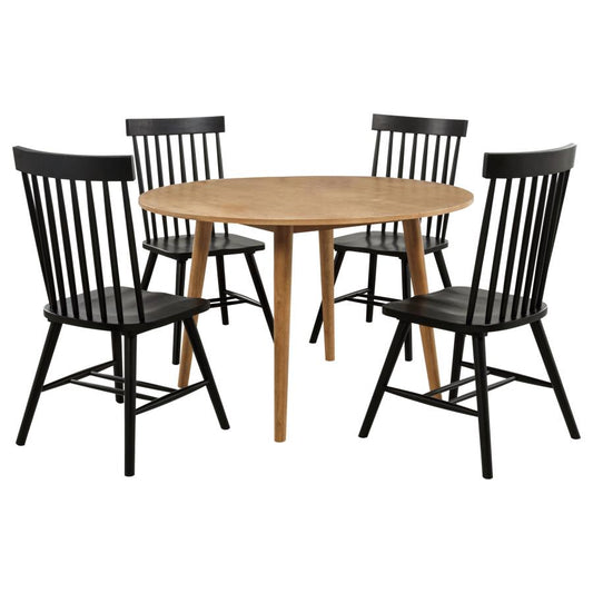Andrews 5-Piece Round Dining Table Set – Light Ash and Black