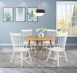 Andrews 5-Piece Round Dining Table Set – Light Ash and White