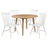 Andrews 5-Piece Round Dining Table Set – Light Ash and White