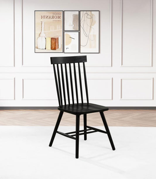 Andrews Windsor Spindle Back Dining Side Chair - Black (Set of 2)
