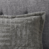 3-Piece Faux Faur Checkbord Comforter Set, Grey