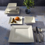 Gibson Home Everyday Hard Square 12-Piece Fine Ceramic Dinnerware Set