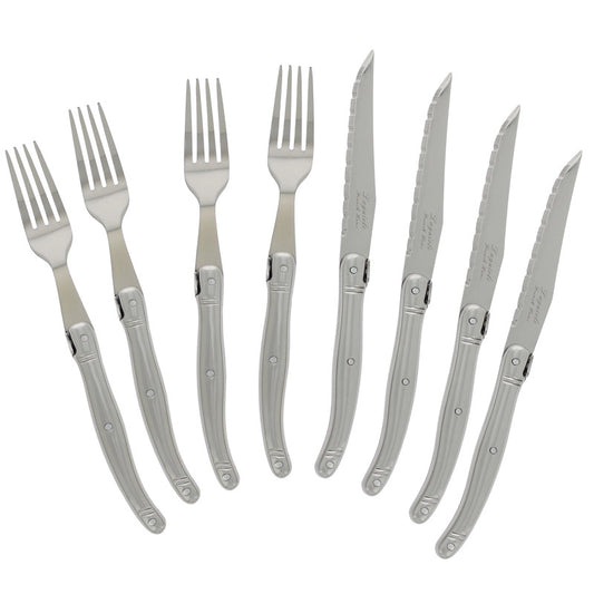 Laguiole Stainless Steel Steak Knife & Fork Set, 8pc