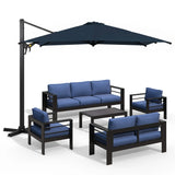 6-Piece Aluminum Patio Sofa Set with Umbrella