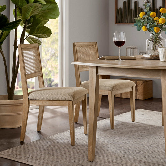[Set of 2] Modern Farmhouse Dining Chairs with Cane Back
