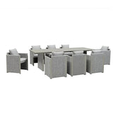 PURPLE LEAF Sanori Patio Dining Set Modern Large Weather-Resistant Table and Aluminum Chairs with Cushions for Garden Beige