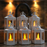 White Hexagon Mini Metal Lantern - Set of 6