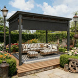 Solar Crank Outdoor Roller Shade with Teslin, No Cassette