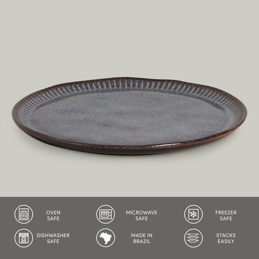LINHAS DINNER PLATE STONEWARE Ø 10.83" TITANIUM
