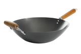 Kenmore Hammond 14-Inch Flat Bottom Wok, Carbon Steel Frying Pan for Stir-Frying, Steaming and Deep-Frying