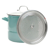 Kenmore Broadway 16-Quart Enamel on Steel Stock Pot with Steamer Insert & Tempered Glass Lid, Induction Compatible