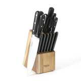 Martha Stewart Eastwalk 14-Piece Stainless Steel Cutlery Set w/ ABS Triple Riveted Forged Handle Acacia Wood Block