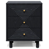 Black 3 Drawer Nightstand, Small Dresser Wooden Storage