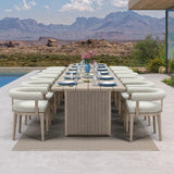 PURPLE LEAF Patio Dining Set Luxury Modern Conversation Set Aluminum Large Rectangle Dining Table and Chairs with Olefin Cushion Outdoor Furniture Set for Garden Porch Deck Backyard