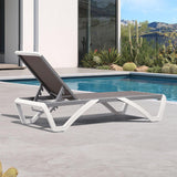 PURPLE LEAF Patio Chaise Lounge Chair Outdoor Plastic Textilene Sun Bathing Recliner Tanning Pool Lounger with 6 Adjustable Position for Outside Beach in-Pool Lawn Poolside