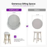 PURPLE LEAF Patio Oversized Backrest Bar Height Stool Set of 2 Outdoor Round Barstools Aluminum Frame Woven Rattan for Indoor Kitchen Dining Bistros Cafe Restaurant