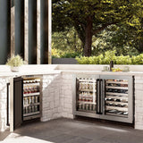ZLINE 24" Touchstone 151 Can Beverage Fridge DuraSnow® Stainless Steel Glass Door Matte Black Handle RBSOZ-SN-24-MB