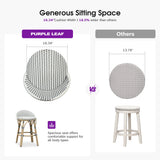 PURPLE LEAF Patio Oversized Backrest Bar Height Stool Set of 2 Outdoor Round Barstools Aluminum Frame Woven Rattan for Indoor Kitchen Dining Bistros Cafe Restaurant